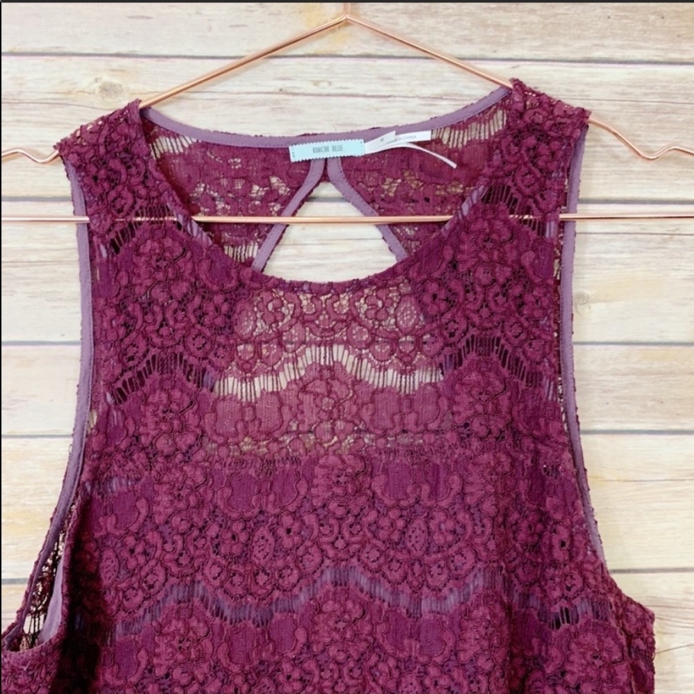 Urban Outfitters Maroon Burgundy Lace Sleeveless Dress Holiday Kimchi Blue - Picture 3 of 8